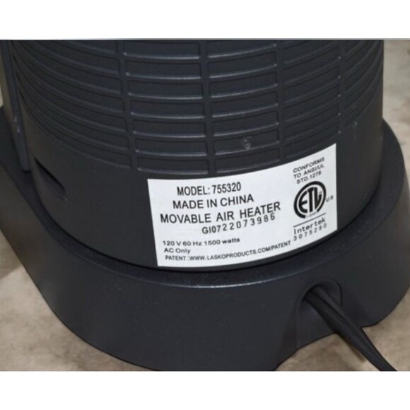 Lasko 755320 Oscillating Digital Ceramic Tower Heater for Home - Silver - Picture 5 of 5